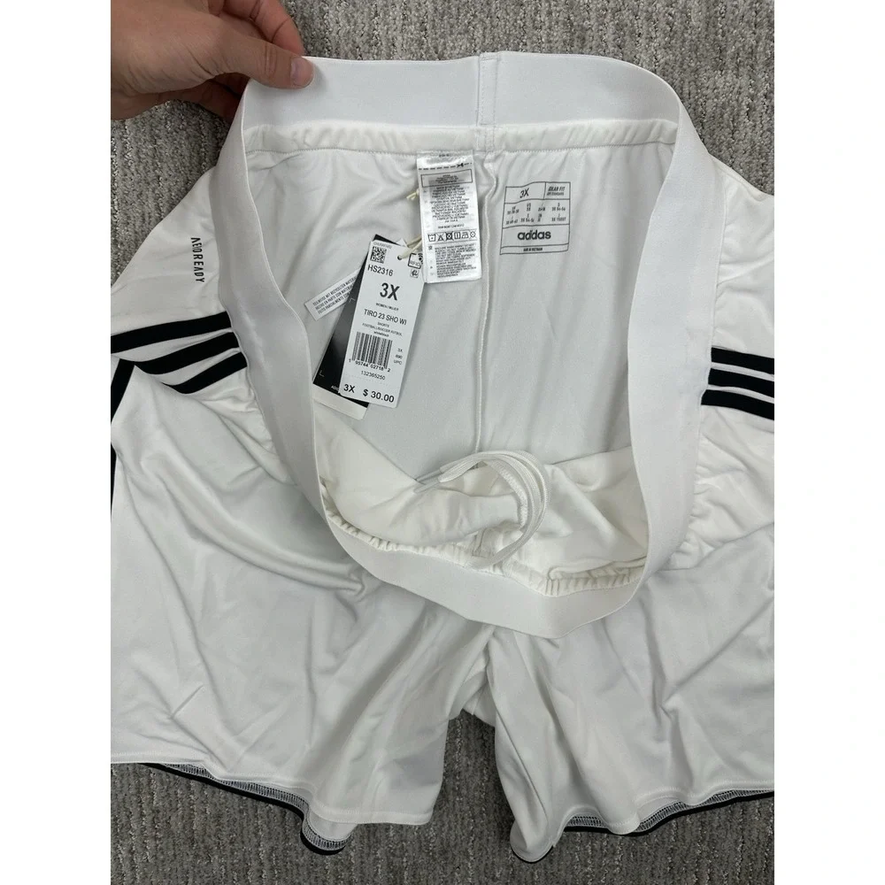 Adidas Tiro 23 Women's White/Black Soccer Shorts HS2316 Drawstring Three Stripes